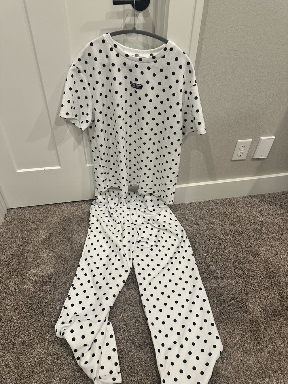 Women’s White and Black Polka Dot Set